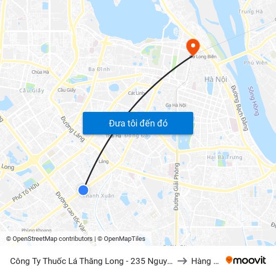 Công Ty Thuốc Lá Thăng Long - 235 Nguyễn Trãi to Hàng Mã map