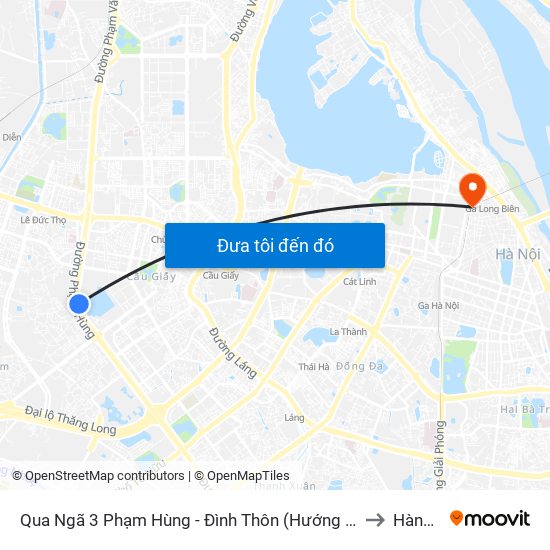 Qua Ngã 3 Phạm Hùng - Đình Thôn (Hướng Đi Phạm Văn Đồng) to Hàng Mã map