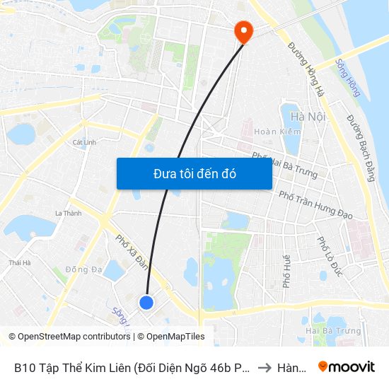 B10 Tập Thể Kim Liên (Đối Diện Ngõ 46b Phạm Ngọc Thạch) to Hàng Mã map