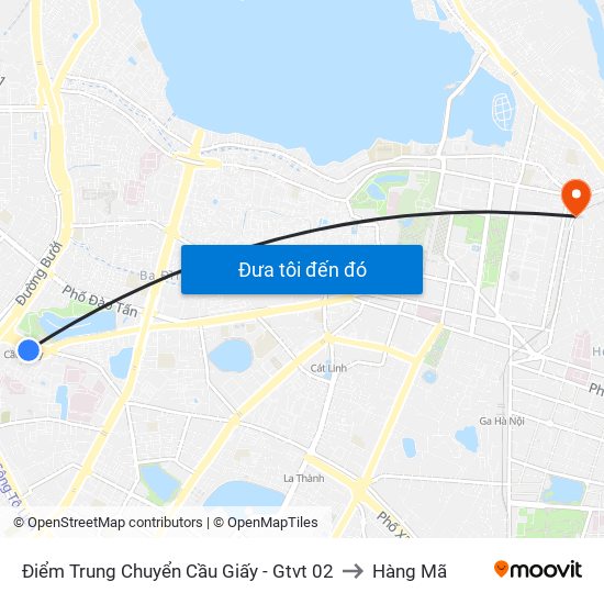 Điểm Trung Chuyển Cầu Giấy - Gtvt 02 to Hàng Mã map