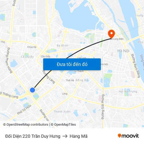 Đối Diện 220 Trần Duy Hưng to Hàng Mã map