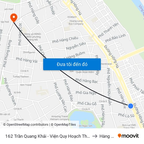 162 Trần Quang Khải - Viện Quy Hoạch Thủy Lợi to Hàng Mã map