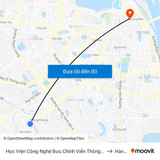 Học Viện Công Nghệ Bưu Chính Viễn Thông - Trần Phú (Hà Đông) to Hàng Mã map