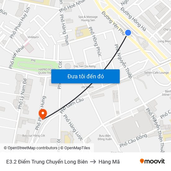 E3.2 Điểm Trung Chuyển Long Biên to Hàng Mã map