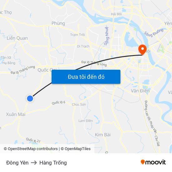 Đông Yên to Hàng Trống map