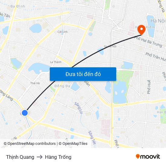 Thịnh Quang to Hàng Trống map