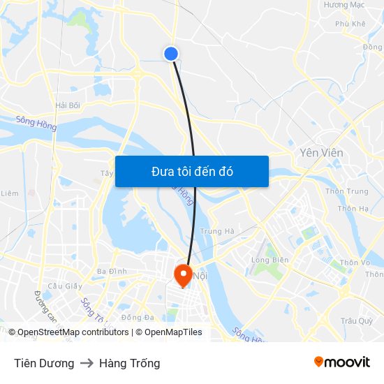 Tiên Dương to Hàng Trống map