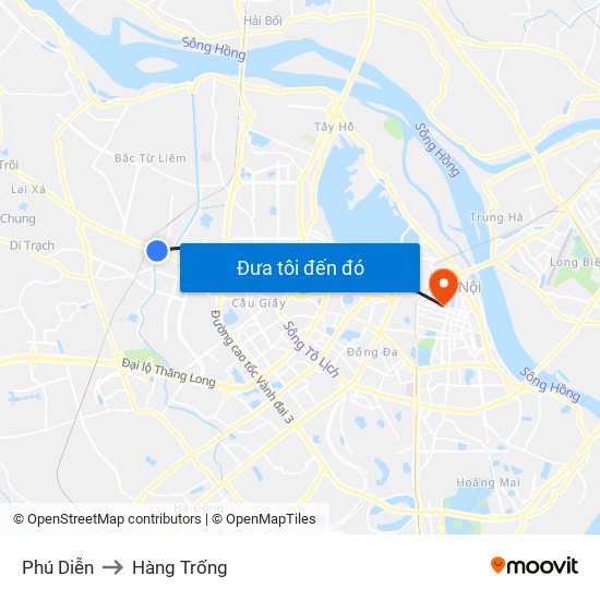 Phú Diễn to Hàng Trống map