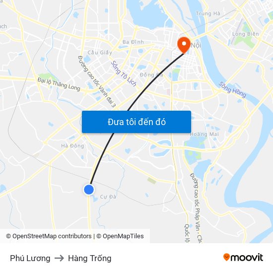 Phú Lương to Hàng Trống map