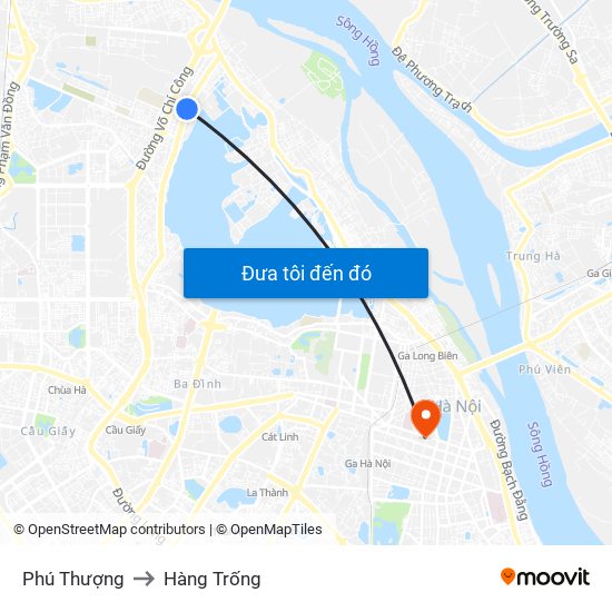 Phú Thượng to Hàng Trống map
