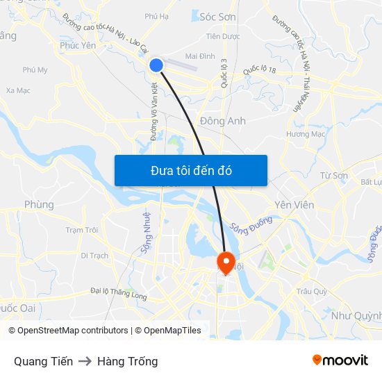 Quang Tiến to Hàng Trống map