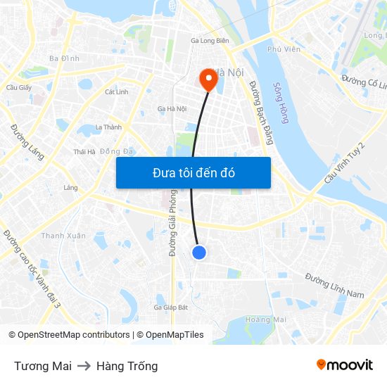 Tương Mai to Hàng Trống map