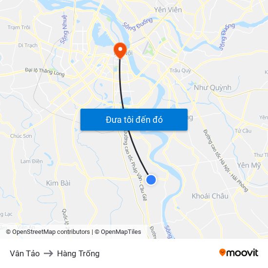 Vân Tảo to Hàng Trống map