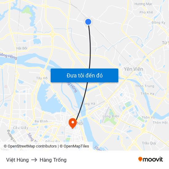 Việt Hùng to Hàng Trống map