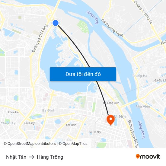 Nhật Tân to Hàng Trống map