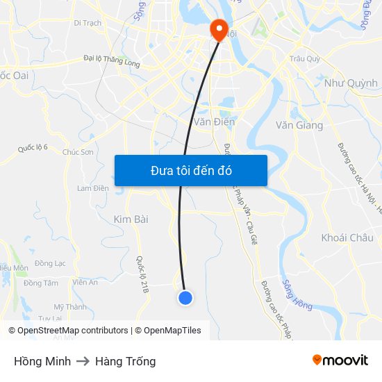 Hồng Minh to Hàng Trống map