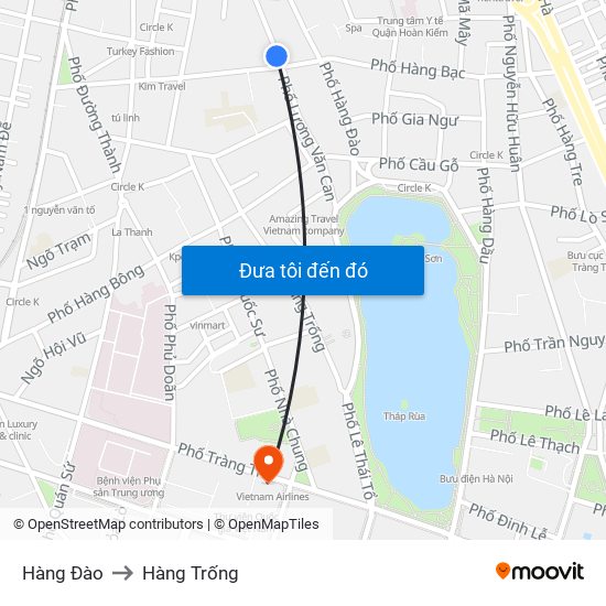 Hàng Đào to Hàng Trống map