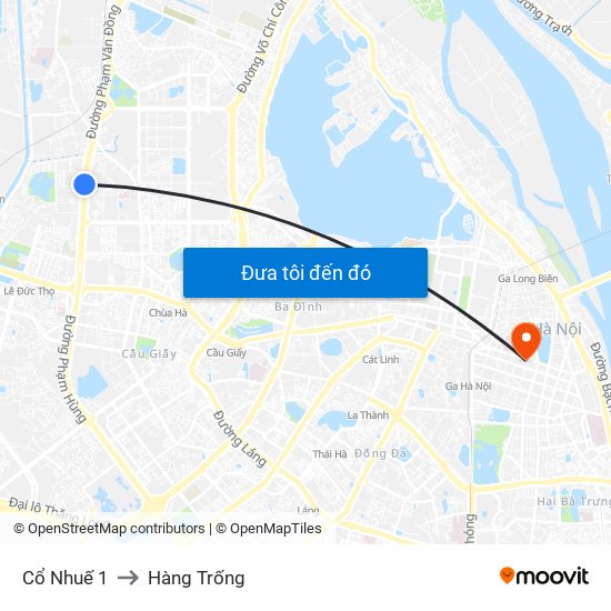 Cổ Nhuế 1 to Hàng Trống map