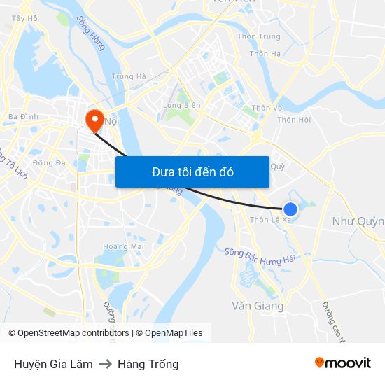 Huyện Gia Lâm to Hàng Trống map