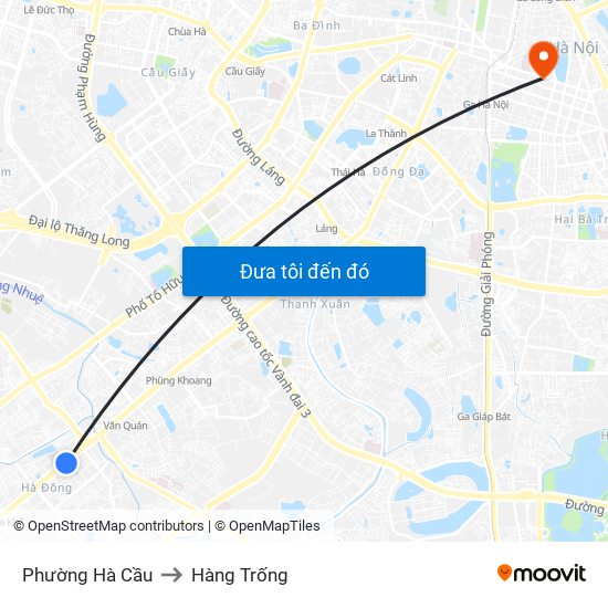 Phường Hà Cầu to Hàng Trống map