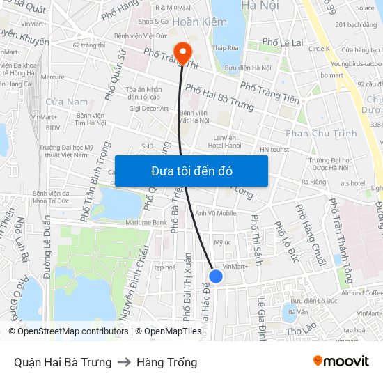 Quận Hai Bà Trưng to Hàng Trống map