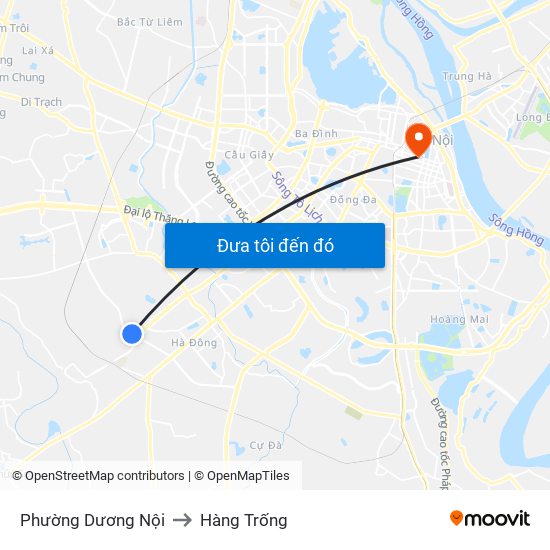 Phường Dương Nội to Hàng Trống map