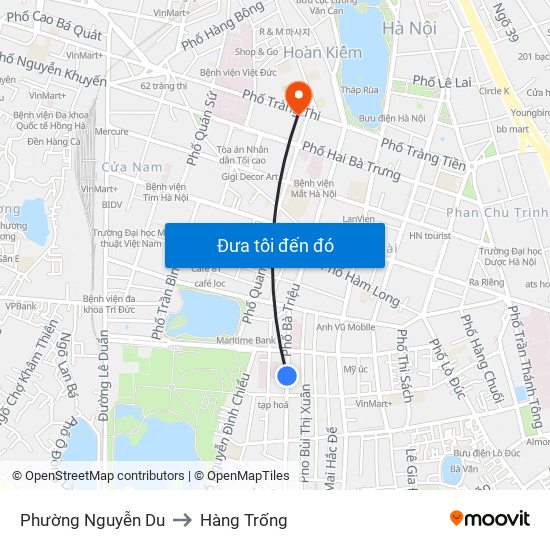 Phường Nguyễn Du to Hàng Trống map