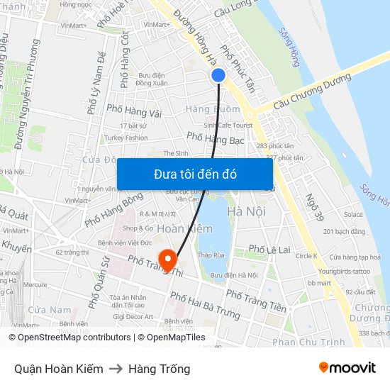 Quận Hoàn Kiếm to Hàng Trống map