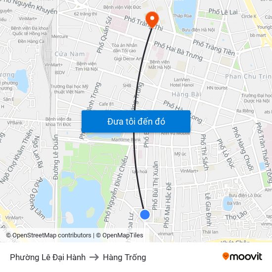 Phường Lê Đại Hành to Hàng Trống map