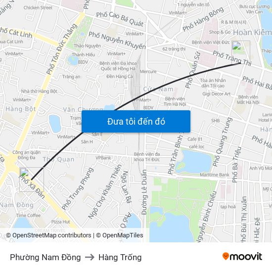 Phường Nam Đồng to Hàng Trống map