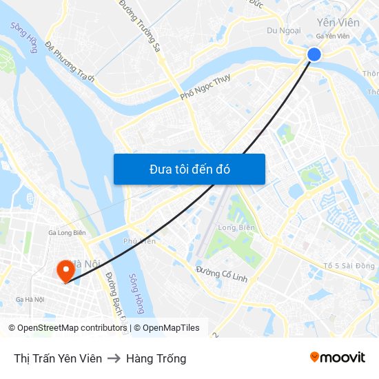 Thị Trấn Yên Viên to Hàng Trống map