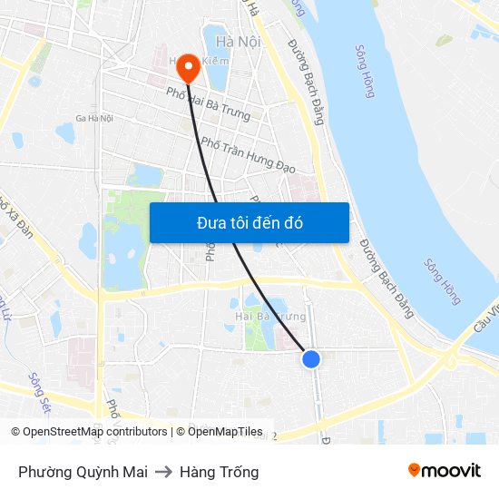 Phường Quỳnh Mai to Hàng Trống map