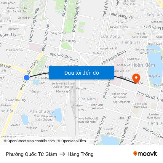 Phường Quốc Tử Giám to Hàng Trống map