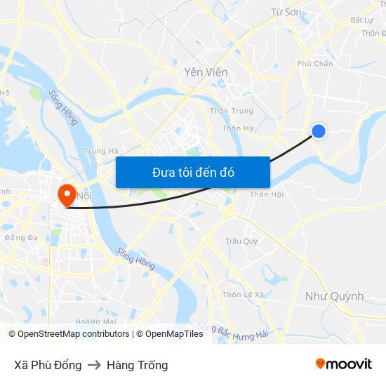 Xã Phù Đổng to Hàng Trống map