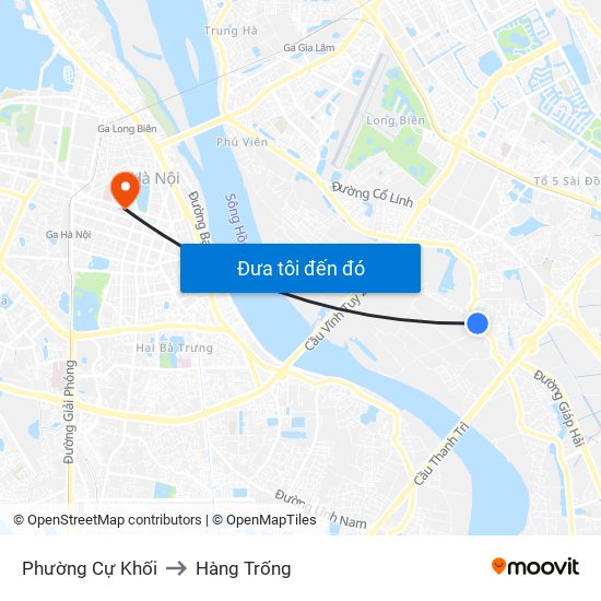 Phường Cự Khối to Hàng Trống map