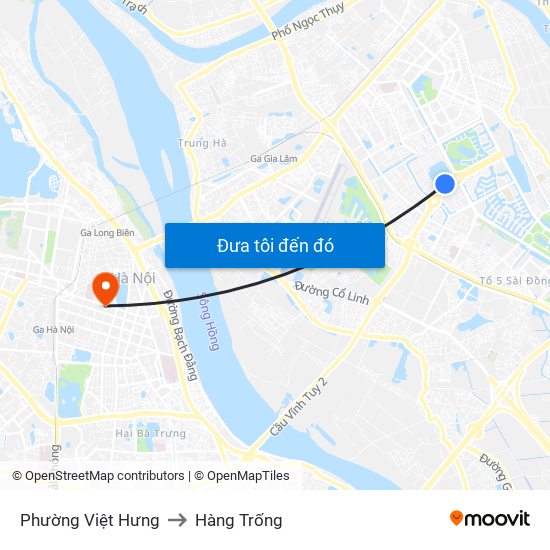 Phường Việt Hưng to Hàng Trống map