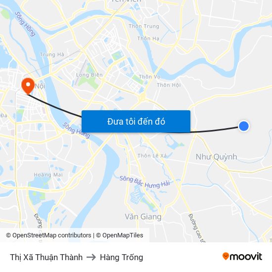 Thị Xã Thuận Thành to Hàng Trống map