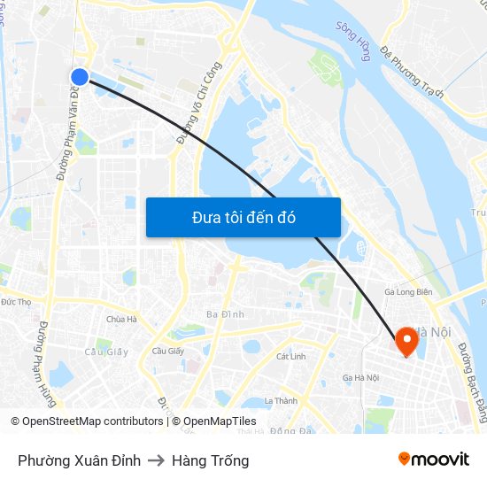 Phường Xuân Đỉnh to Hàng Trống map