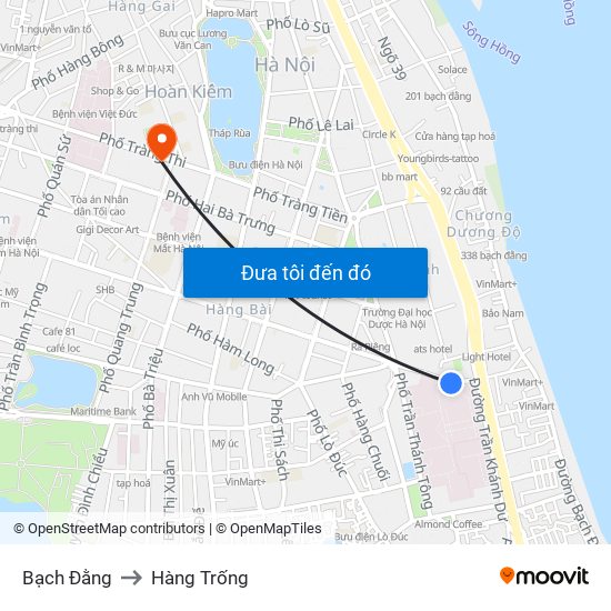 Bạch Đằng to Hàng Trống map