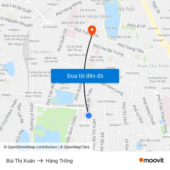 Bùi Thị Xuân to Hàng Trống map