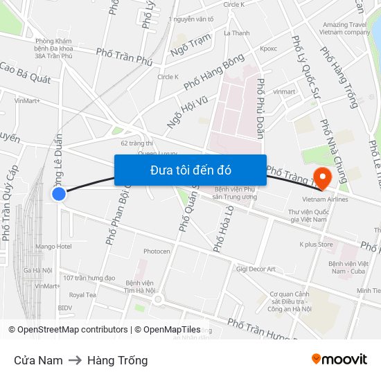 Cửa Nam to Hàng Trống map