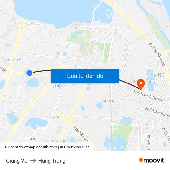 Giảng Võ to Hàng Trống map
