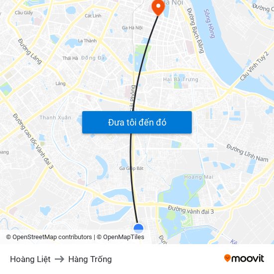 Hoàng Liệt to Hàng Trống map