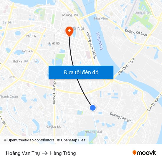 Hoàng Văn Thụ to Hàng Trống map