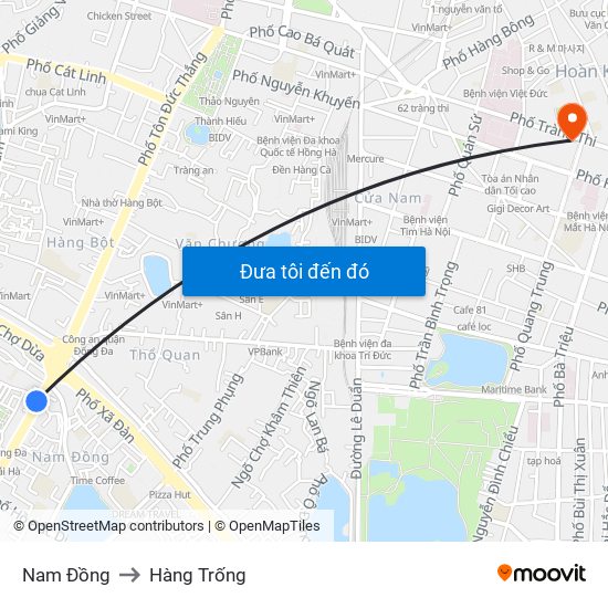 Nam Đồng to Hàng Trống map