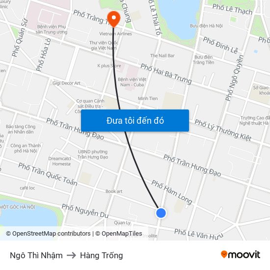 Ngô Thì Nhậm to Hàng Trống map