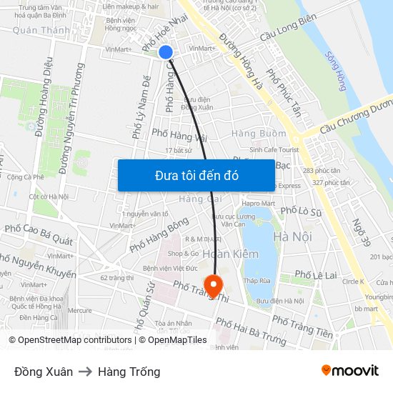 Đồng Xuân to Hàng Trống map