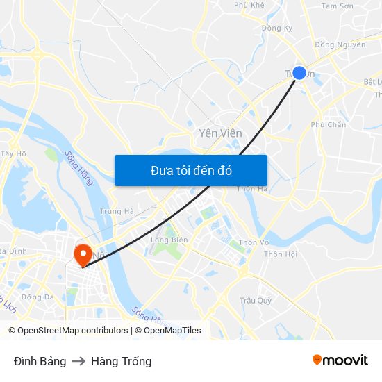 Đình Bảng to Hàng Trống map