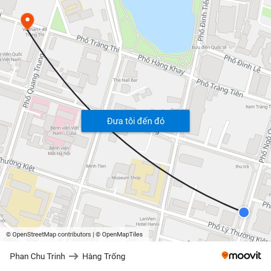 Phan Chu Trinh to Hàng Trống map