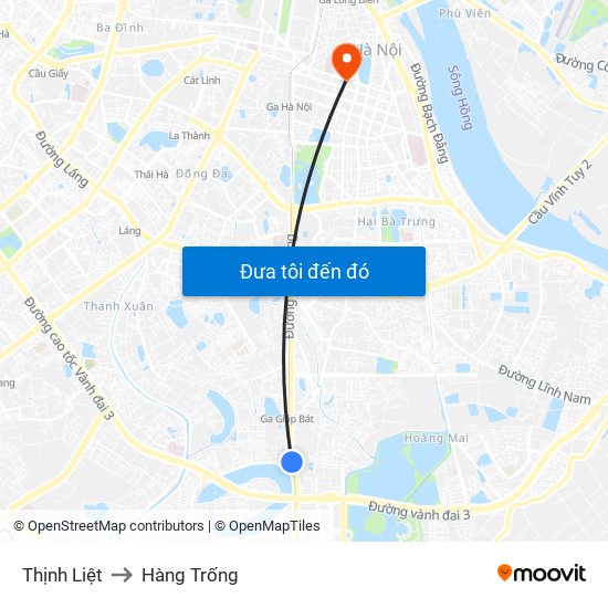 Thịnh Liệt to Hàng Trống map